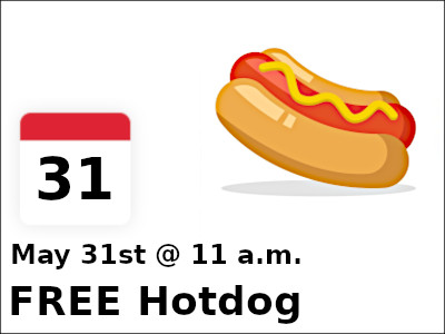 Upcoming Events - FREE Hotdog Handout!